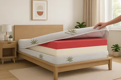 Husa saltea 140x190x25, Aloe Vera, matlasata, lavabila, detasabila, cu fermoar 4 laturi
