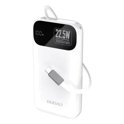 Baterie externa 10000 mAh Dudao K31, 22.5W, USB-C, Display LED, Alb