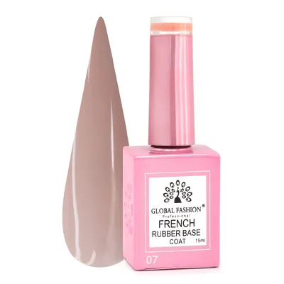 Rubber Base Coat French, baza cauciucata unghii, Global Fashion, nude, 15ml, 07 Engros