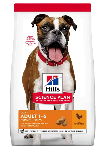 Hrana uscata caini, Hill's Science Plan Canine Adult Light Medium Chicken, 2.5 kg