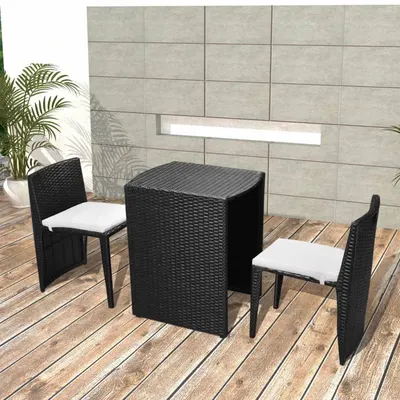 Gossi set mobilier bistro cu perne, 3 piese, negru, poliratan