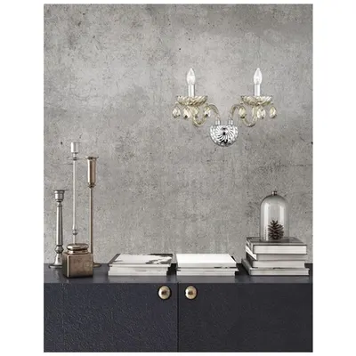 Plafoniera ZENO Crom Aluminiu Cognac Sticla & K9 Crystals Adjustable LED E14 2x5W IP20 Fara bec