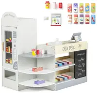 Set de joaca din lemn Costway - Magazin cu accesorii, alb