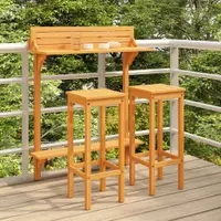 Gossi set mobilier bar de balcon, 3 piese, lemn masiv de acacia