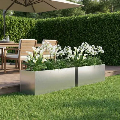 vidaXL Vază pentru Grădină 2 buc. Argintiu 60 x 20 x 20 cm