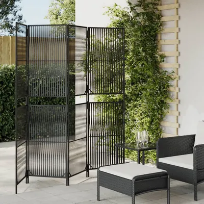 vidaXL Separator de cameră cu 4 panouri, negru, poliratan