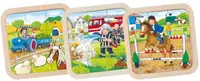 Puzzle din lemn Goki - Fermă, stație de pompieri, asortiment
