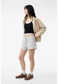 Pantaloni de trening scurti cu talie ajustabila - Gri deschis melange