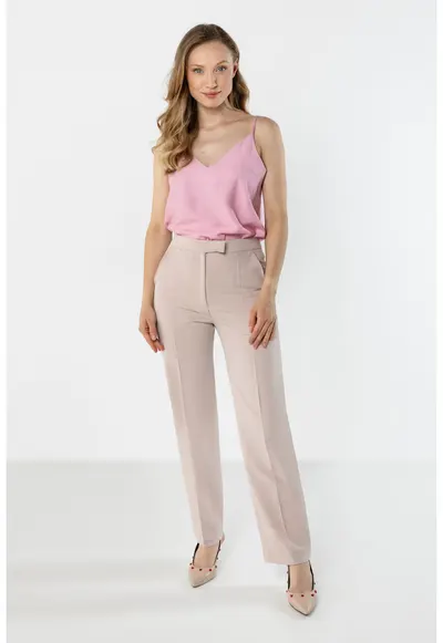 Pantaloni dama - A766 - bej - poliester-elastan