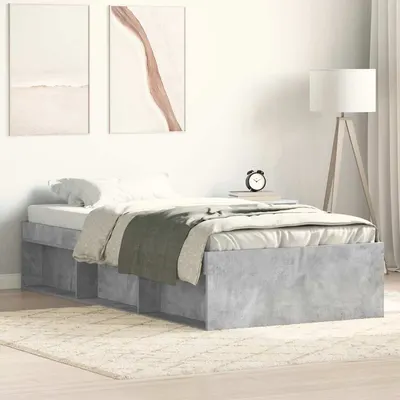 vidaXL Cadru de pat, gri beton, 100x200 cm
