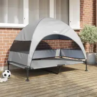 vidaXL Pat pentru câini ridicat 127 x 81 x 108 cm Gri argintie