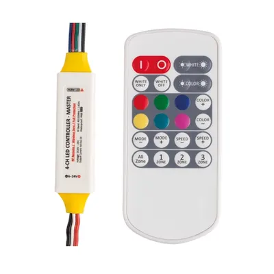 Controller Profesional Rf Master pentru Benzi Led Rgbw, 6-24v Dc, 3x2.5+4a, Ip63