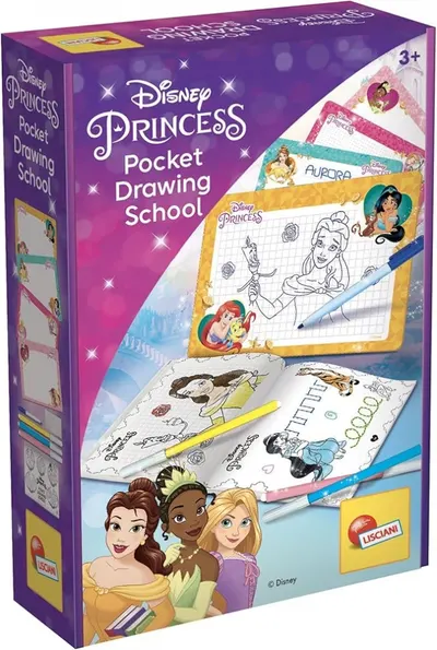 Set creativ Lisciani Giochi - Disney Princess, școală de desen de buzunar