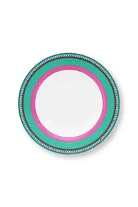 Farfurie adâncă din porțelan, Pip Studio, 23.5cm, Stripes Pink-Green, colecția Pip Chique