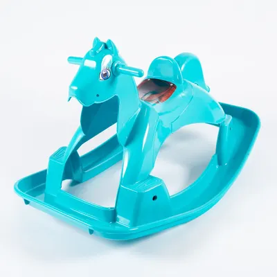 Calut balansoar pentru copii Doloni Turquoise, design ergonomic, cu manere de siguranta si sezut confortabil, dimensiune 89.7 x 53.1 x 55 cm