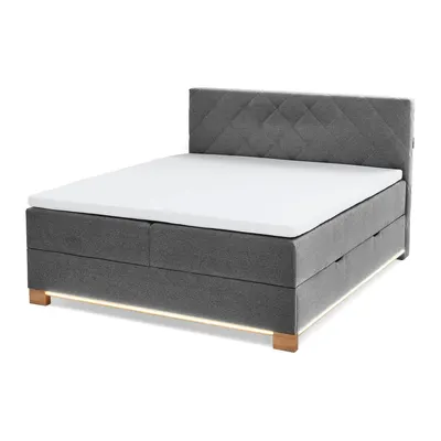 Pat boxspring gri cu spațiu de depozitare 180x200 cm Messina – Meise Möbel