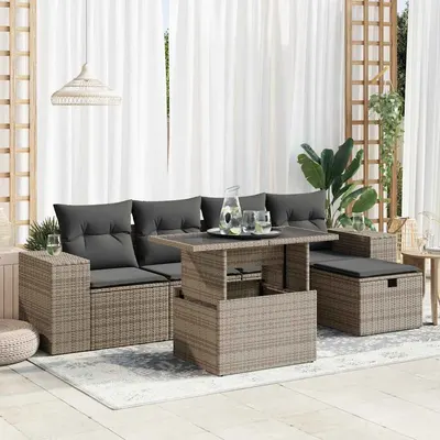 Gossi set mobilier gradina cu perne, 6 piese, gri, poliratan