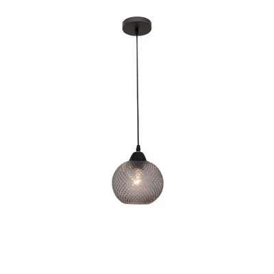 Lampa suspendata VIENTI Inchis Gray Sticla Negru Metal LED E27 1x12 Wat 230 Volt IP20 Fara bec