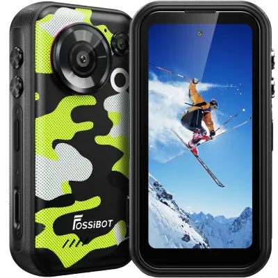 Telefon mini Fossibot F116 Pro cu Action Camera 4K Ultra-Wide, 5G, Dual SIM, 4-inch 120Hz, Dimensity 7300, 12GB RAM, 256GB, Optical Image Stabilization, NFC, 3600mAh, Android 16, Green