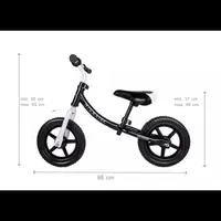 Bicicleta copii fara pedale Nice Kids White Black 12 inch, roti din spuma eva, greutate redusa, scaun si ghidon reglabile pe inaltime, roti cu rulmenti