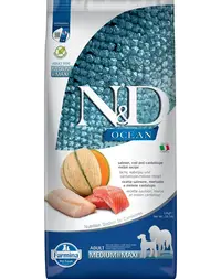 FARMINA N&amp;D Ocean Dog Adult Medium &amp; Maxi somon, cod si pepene galben, 12 kg