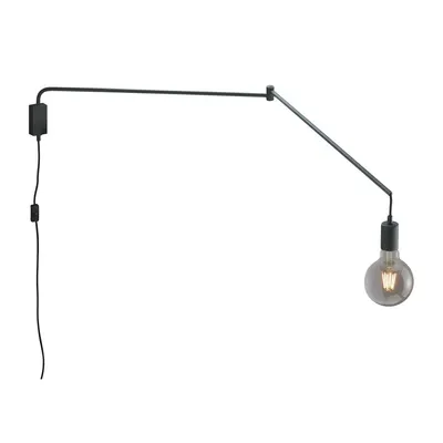 Aplică de perete negru-mat cu structură flexibilă cu alimentare la priză Line – Trio