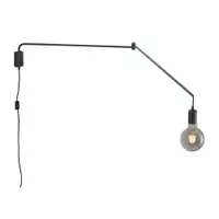 Aplică de perete negru-mat cu structură flexibilă cu alimentare la priză Line – Trio