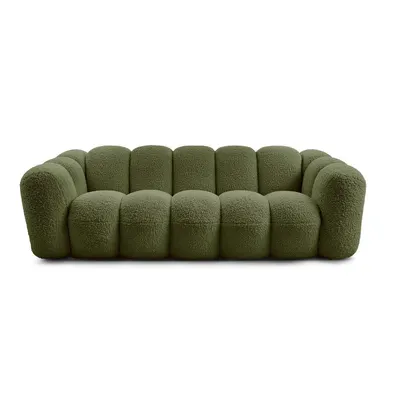 Canapea verde cu tapițerie din țesătură bouclé 232 cm Hippolyte – Bobochic Paris