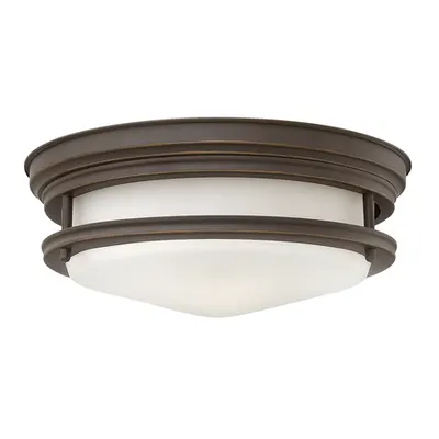 Corp de iluminat decorativ pentru exterior, Hadrian 2 Light Flush Mount – Opal Glass – Oil Rubbed Bronze