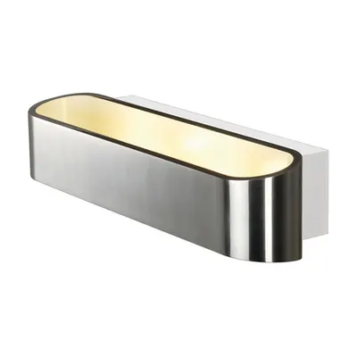 Corp iluminat de perete, aplica, ASSO 300 de perete lumini, cu LED-uri din aluminiu, 3000K, oval, aluminiu periat / alb, L / W / H 30 / 9,5 / 7 cm