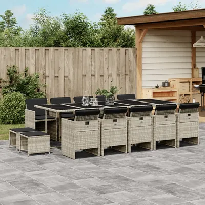 Gossi set mobilier de gradina cu perne 15 piese gri deschis poliratan