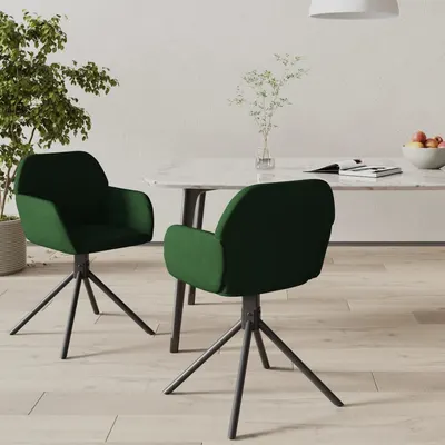 Gossi scaune de bucatarie pivotante, 2 buc., verde inchis, catifea