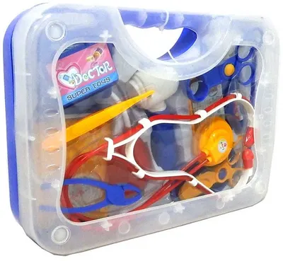 Set pentru joc Raya Toys - Unchiule doctor într-o servietă, albastru