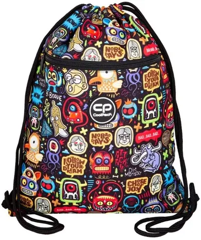 Rucsac cu cordon Cool Pack Scary Stickers - Vert