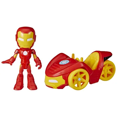 Set figurina si masinunta - Spidey And His Amazing Friends - Iron Man & Iron Racer