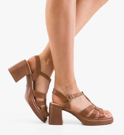 Sandale cu toc Yarty Camel