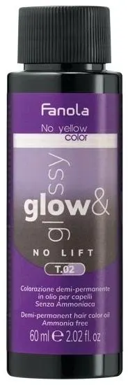 Fanola No Yellow Color Vopsea-cremă tonifiantă Glow & Glossy, T.02, 60 ml