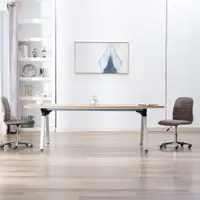 vidaXL Scaune de bucătărie, 2 buc., gri taupe, material textil