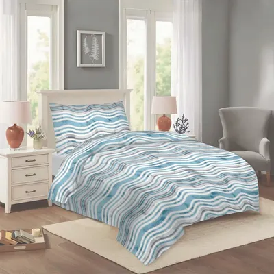 Lenjerie de pat albastră din bumbac pentru pat de o persoană 140x200 cm Jasana – Cotton House
