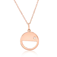 Lant cu pandantiv din aur roz cu diamant de 0.011ct