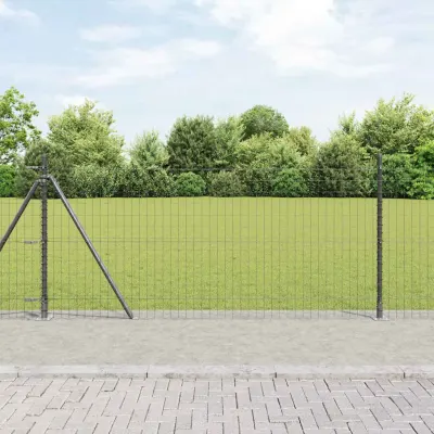 vidaXL Gard Euro cu Bază din Beton 10 x 0,8 m Oțel cu strat de PVC Gri