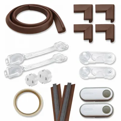 Kit de protectie pentru copii, maro, 17 piese