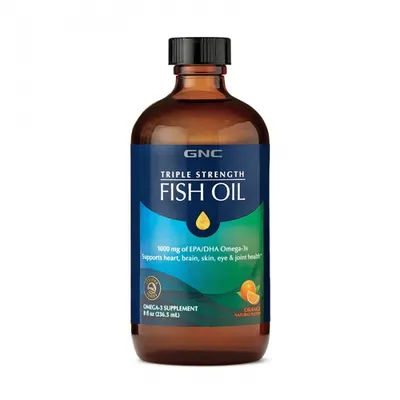Ulei de peste cu aroma naturala de portocale Triple Strength Fish Oil, 236.5ml, GNC