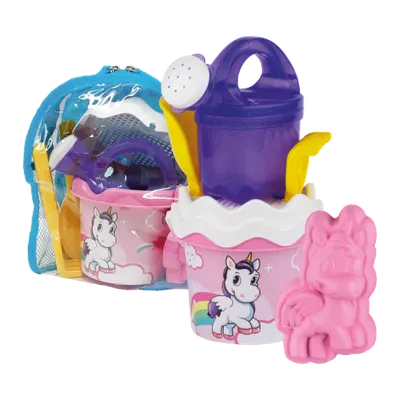 Rucsac Unicorn cu unelte pentru apa si nisip, galetusa si stropitoare incluse