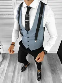 Vesta barbati slim fit albastra B8263 O2-4.1