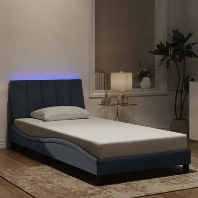 vidaXL Cadru de pat cu LED fără saltea, Hanko, gri închis, 100x200 cm, catifea
