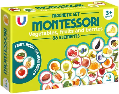 Joc magnetic Dodo - Montessori, fructe și legume, 36 piese