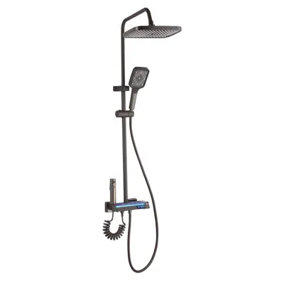Set dus cu Afisaj Digital Freddo SN-5024NG, 4 Setari Dus, Pulverizator dus Detasabil, Efect de Ploaie, Metal-Zinc, Gri Engros