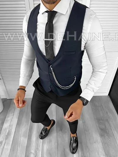 Vesta barbati eleganta slim fit bleumarin B8165 D13-4.3