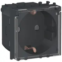 Priza 2P+E 2 module cu obturatoare + capac transparent Schneider Easy Styl LMR5310003, negru